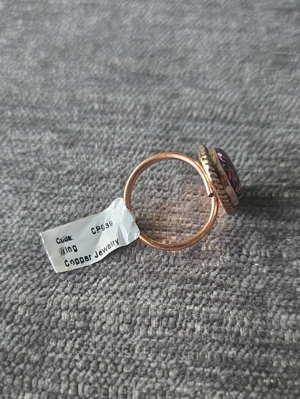 Copper~Pink Mohave TQ Stone Ring~Adjustable~NWT